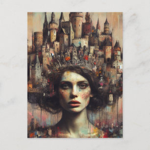 Carte Postale Fairy Tale Woman with Castle City on Her Head