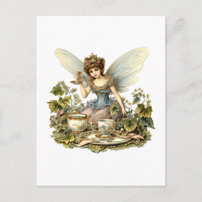 Carte Postale Fairy Tea Party Vintage (Devant)