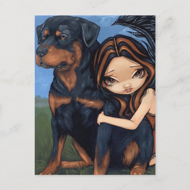 Carte postale "Fairy with a Rottweiler" (Devant)