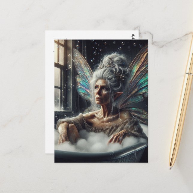 Carte Postale Fairy Woman Bain (Devant/Arrière en situation)
