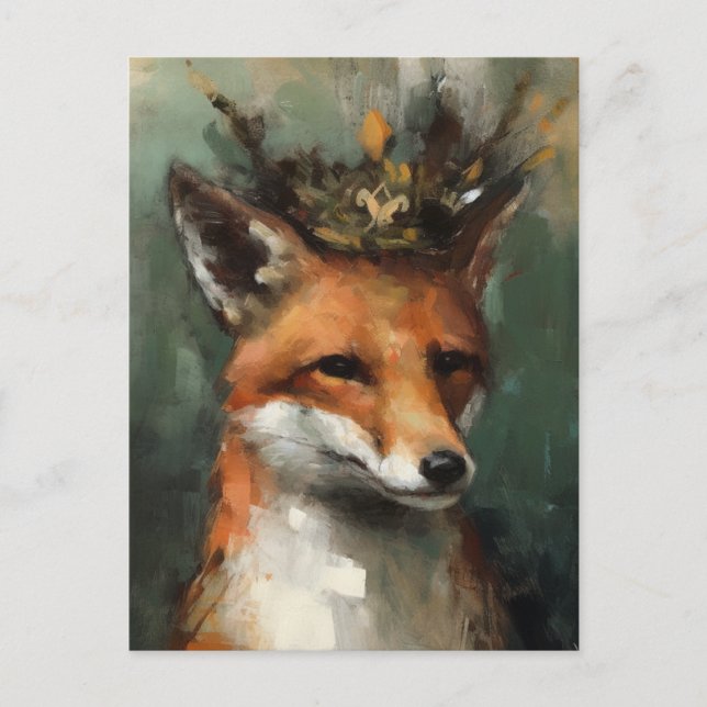 Carte Postale Fairytale Red Fox dans une couronne (Devant)