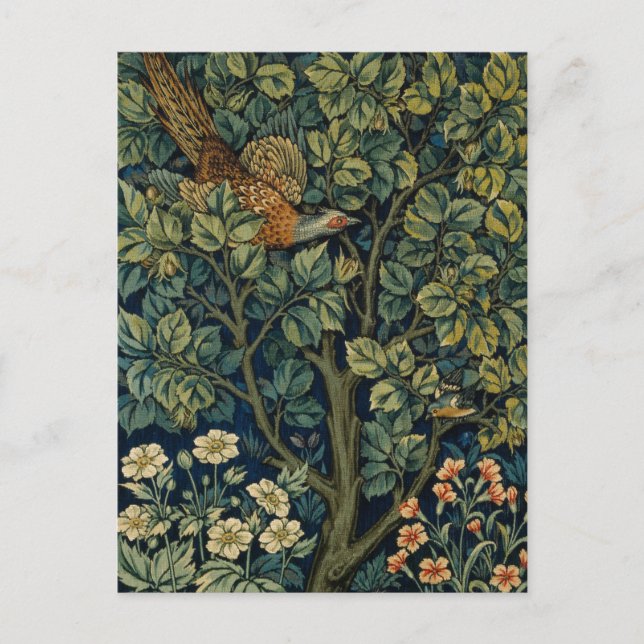 Carte Postale Faisan d'arbre boisé William Morris (Devant)