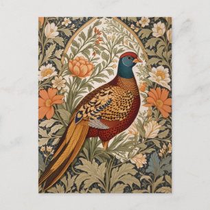 Carte Postale Faisan Floral Vintage Inspiré de William Morris