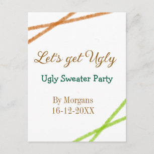 Carte Postale Faisons de Noël un Partyorange de pull moche