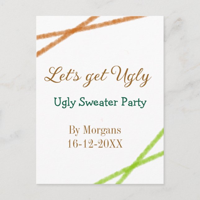 Carte Postale Faisons de Noël un Partyorange de pull moche (Devant)
