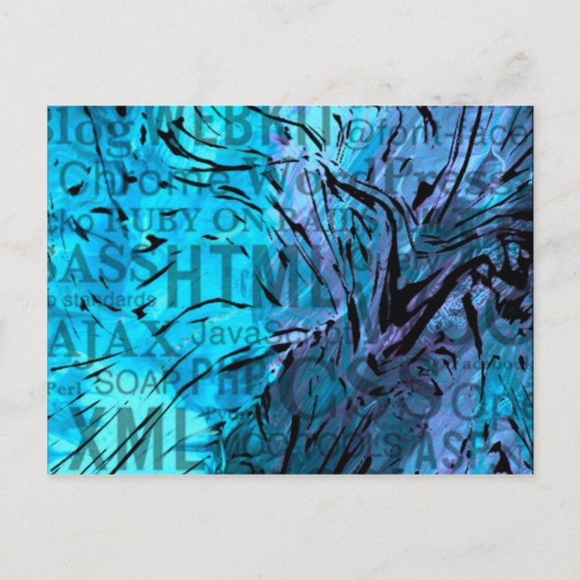 Carte Postale fait de mots, bleu ordinateur (Devant)