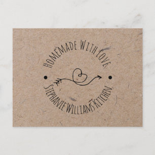 Carte Postale Fait Maison avec Amour Papier Kraft Faux Flèche