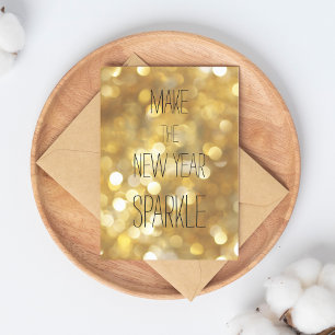 Carte Postale Faites la Parties scintillant d'or Sparkle du Nouv