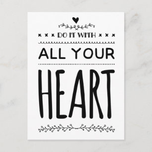 Carte Postale Faites-Le Avec Tout Votre Coeur Citation Motivatio