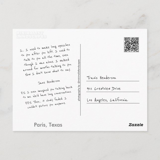 Carte Postale Faites votre propre (Dos)