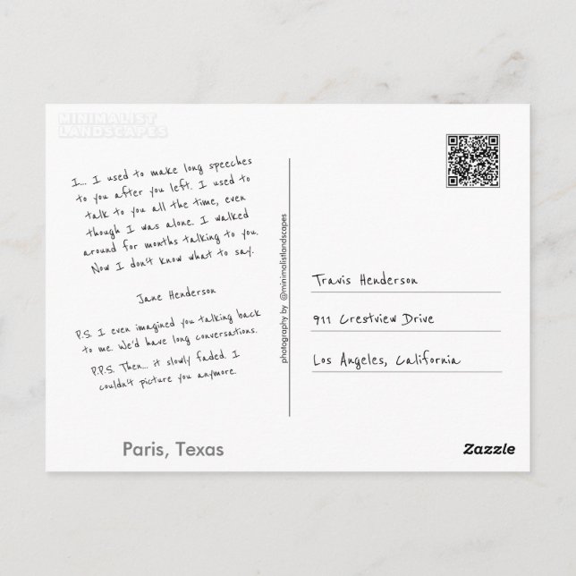 Carte Postale Faites votre propre (Dos)