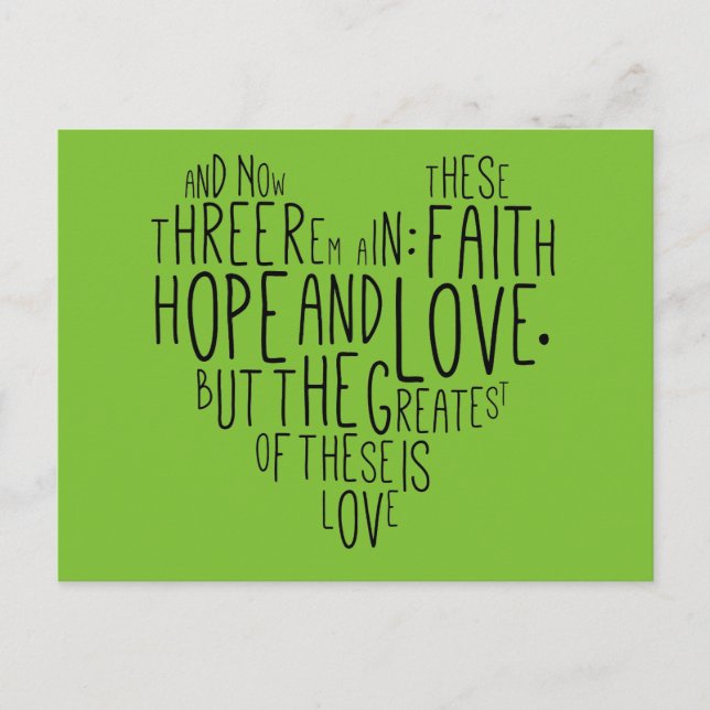 Carte Postale Faith Hope Love 1 Corinthiens 13:13 (Devant)