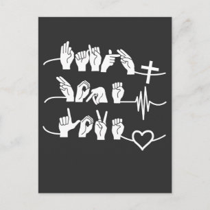 Carte Postale Faith Hope Love ASL American Sign Language
