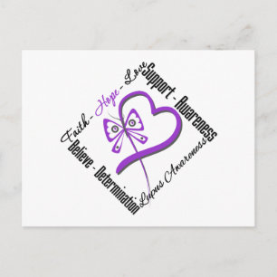 Carte Postale Faith Hope Love Butterfly - Lupus Awareness
