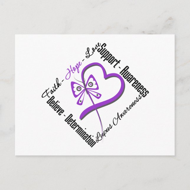 Carte Postale Faith Hope Love Butterfly - Lupus Awareness (Devant)