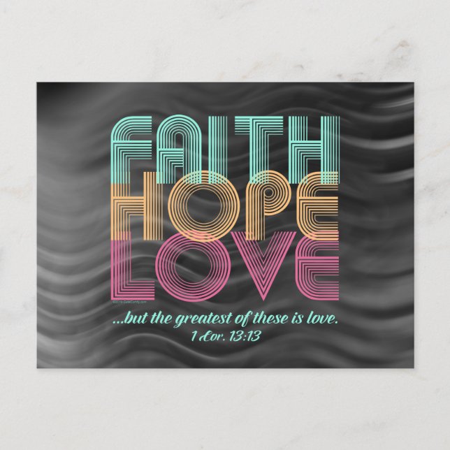 Carte Postale Faith Hope Love Christian Bible Verse Retro (Devant)