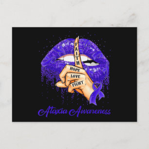 Carte Postale Faith Hope Love Combattre Blue Ribbon Ataxia Sensi