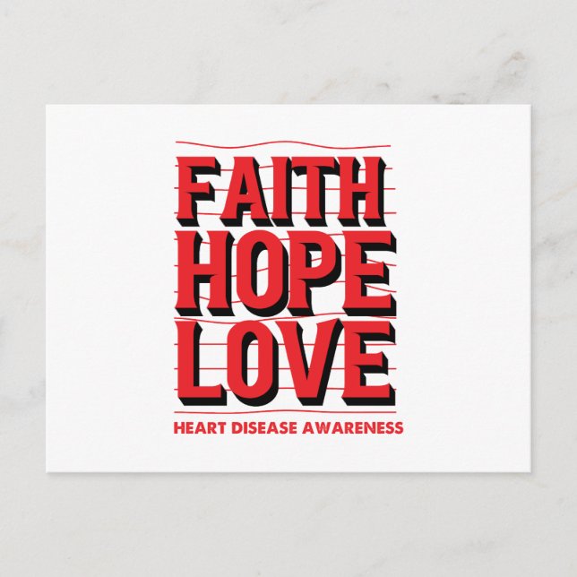 Carte Postale Faith Hope Love Sensibilisation aux maladies cardi (Devant)