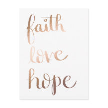 Carte postale Faith Love Hope Gold Foil