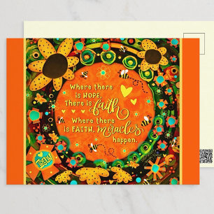 Carte Postale Faith Pretty Floral Bumblebee Irelyn