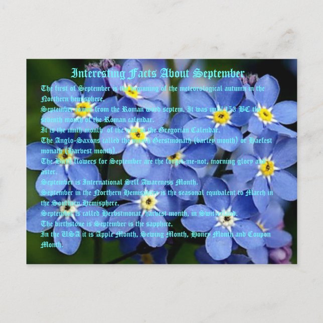 Carte Postale Faits Intéressants Sur Septembre (Devant)