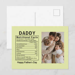 Carte Postale Faits nutritionnels personnalisés pour la fête des
