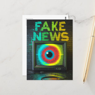 Carte Postale Fake News Retro TV Eyeball Glitch