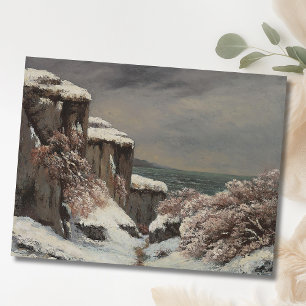 Carte Postale Falaises au Bord de la Mer sous la Neige - Courbet
