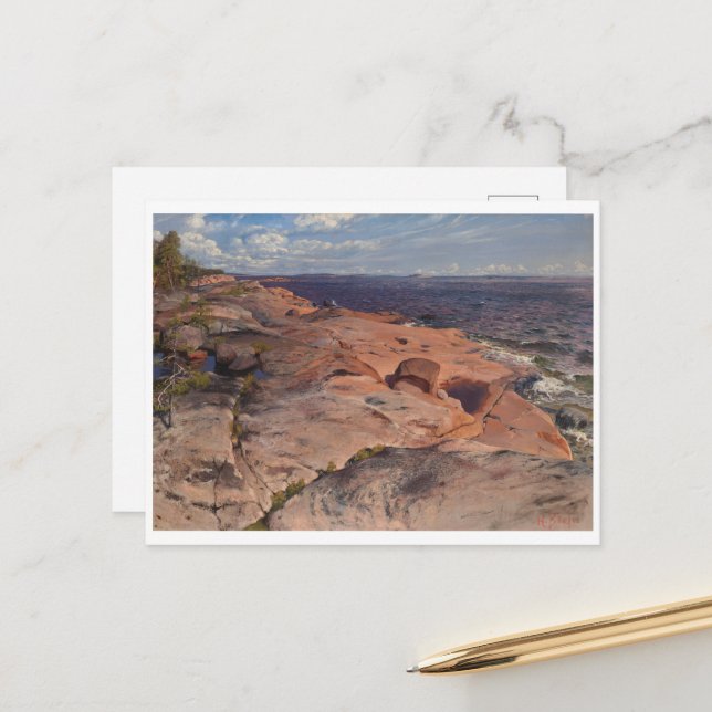 Carte Postale Falaises côtières à Villinki, Helmi Biese (Devant/Arrière en situation)