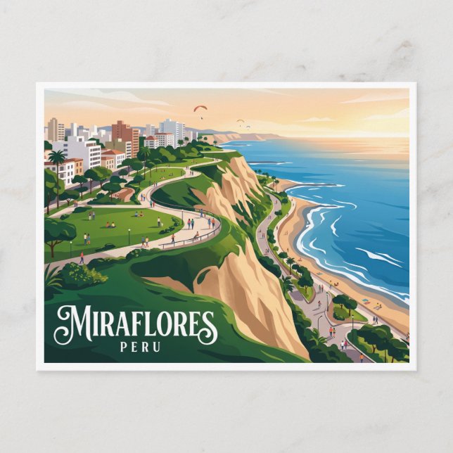 Carte Postale Falaises de Miraflores Lima Pérou (Devant)