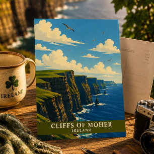 Carte Postale Falaises de Moher Irlande Comté Clare Rétro Voyage