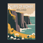 Carte Postale Falaises de Moher Irlande Floral Travel Art Vintag<br><div class="desc">Falaises de Moher vectoriel design. Les falaises de Moher sont des falaises de mer situées à l'extrémité sud-ouest de la région de Burren dans le comté de Clare,  en Irlande.</div>