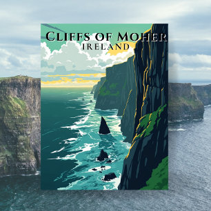 Carte Postale Falaises de Moher Irlande Paysage Rétro Voyage