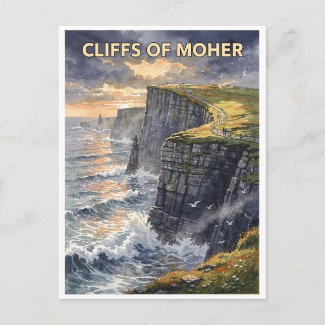 Carte Postale Falaises de Moher Irlande Vintage (Devant)