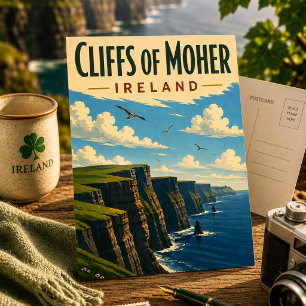 Carte Postale Falaises de Moher Irlande Voyage Vintage Côte Irla