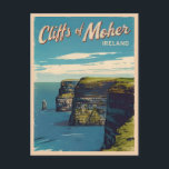Carte Postale Falaises Vintage voyage rétro de Moher Irlande<br><div class="desc">Découvrez la beauté sauvage et le charme majestueux des falaises de Moher avec ce design rétro captivant inspiré du voyage. Insufflé de nostalgie et de charme vintage,  ce design capture l'un des monuments les plus emblématiques d'Irlande dans une esthétique rétro qui rappelle les affiches de voyage classiques d'antan.</div>