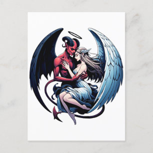Carte Postale Fallen Angel Demon Angel femme imaginaire art noir
