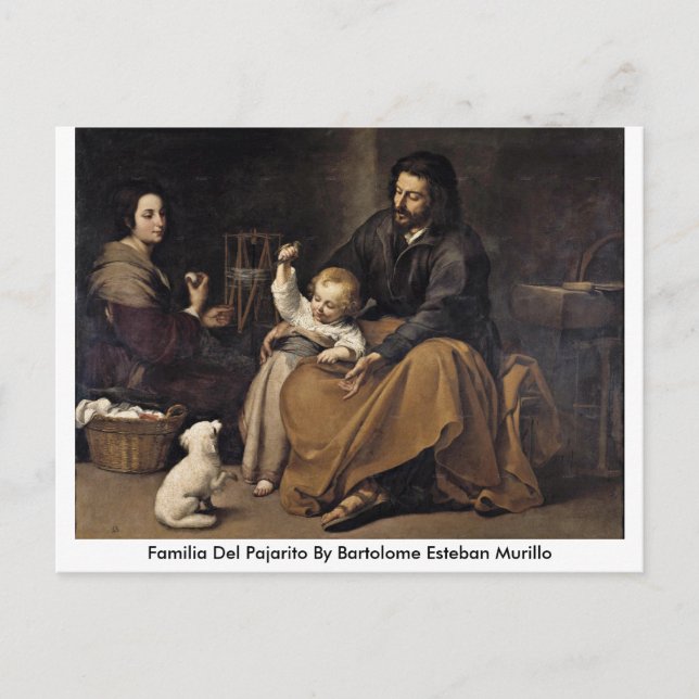 Carte Postale Familia Del Pajarito Par Bartolome Esteban Murillo (Devant)