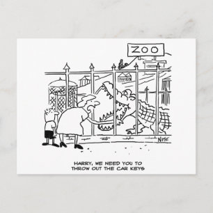 Carte Postale Famille au Zoo. Papa avalé par Alligator