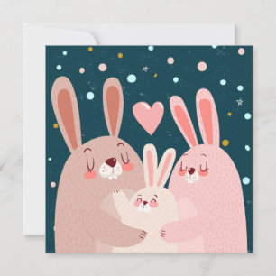 Carte postale Famille Bunny Cute