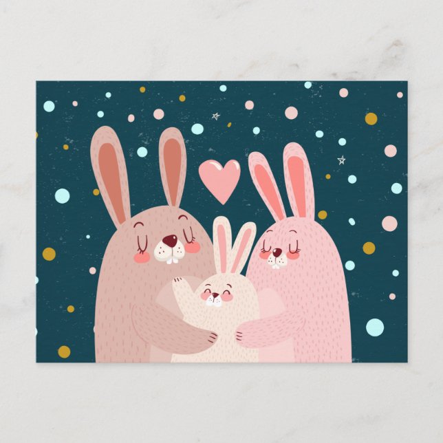 Carte postale Famille Bunny Cute (Devant)