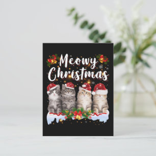 Carte Postale Famille Cat Meowy Correspondant Pajamas de Noël Pè