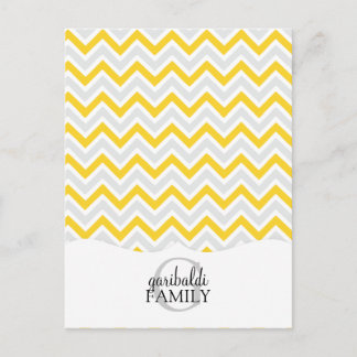 Carte Postale Famille Chevron Jaune et moderne personnalisée