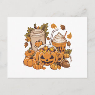 Carte Postale Famille d'automne Halloween Thanksgiving Mignon Au