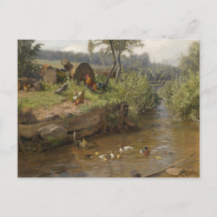 Carte Postale Famille de canards au déversoir par Carl Jutz