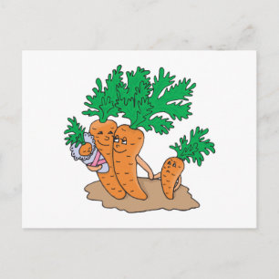 Carte Postale famille de carottes de dessin animé mignonne