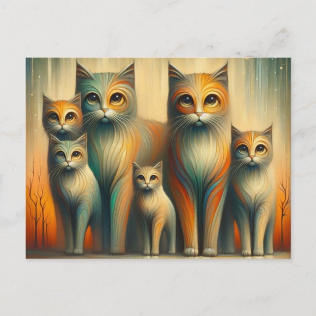 Carte Postale Famille de chats (Devant)