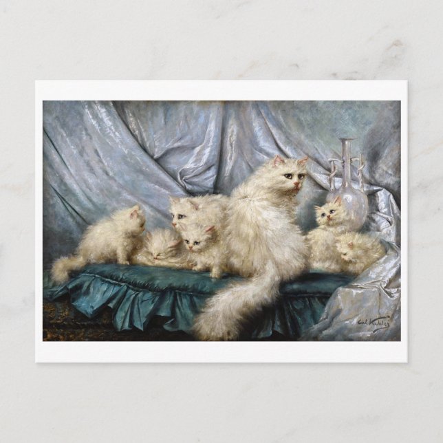 Carte Postale Famille de chats blancs, Carl Kahler (Devant)
