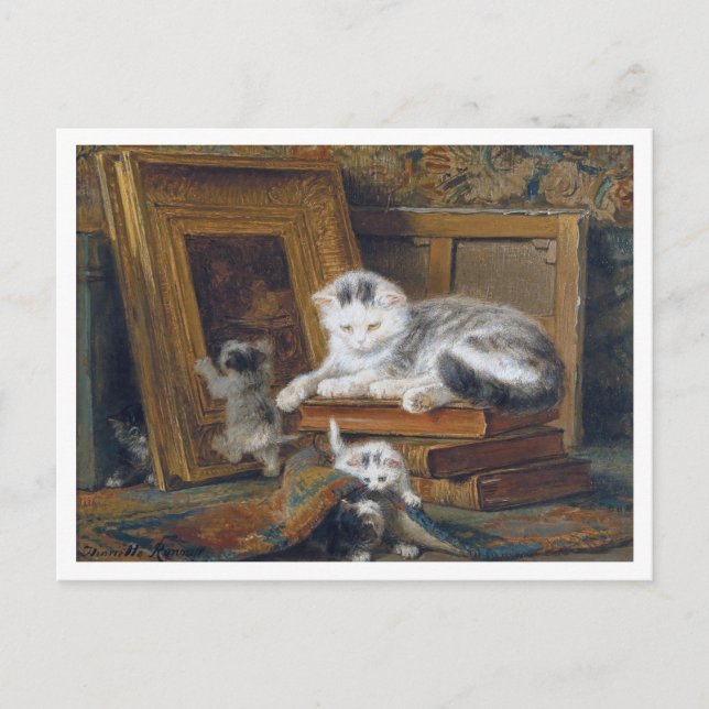 Carte Postale Famille de chats, Henriette Ronner-Knip (Devant)