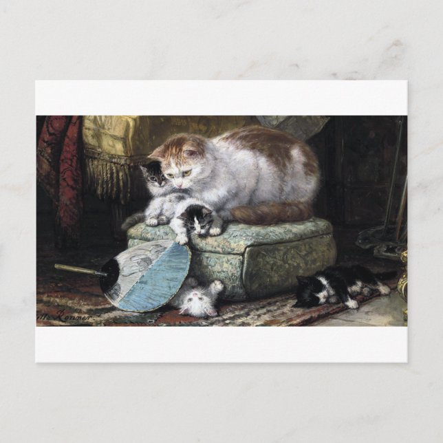 Carte Postale Famille de chats, Henriette Ronner-Knip (Devant)
